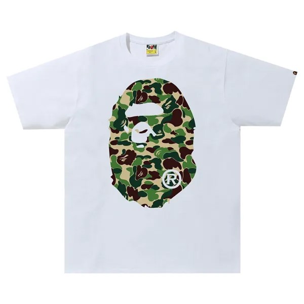 BAPE ABC Камуфляжная футболка с головой большой обезьяны, цвет Белый/Зеленый