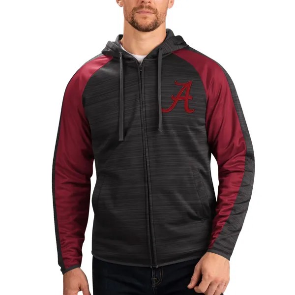 Мужская спортивная куртка Carl Banks Black Alabama Crimson Tide Neutral Zone с капюшоном и молнией во всю длину реглан G-III