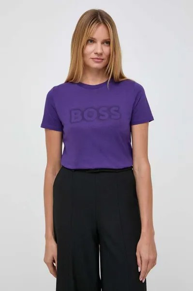 Хлопковая футболка BOSS ORANGE Boss Orange, фиолетовый