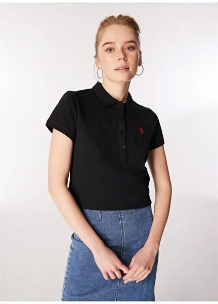 Черная женская футболка-поло приталенного кроя GTP-IY24 U.S. Polo Assn., черный