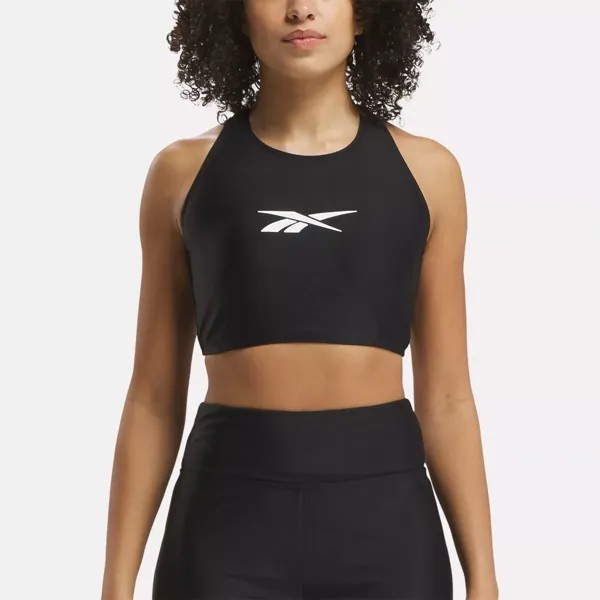 Топ бикини с высоким воротником Reebok, черный