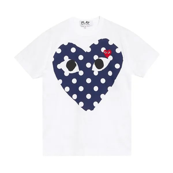Футболка Comme des Garçons PLAY Polka Dot Full Heart T-Shirt 'White', белый