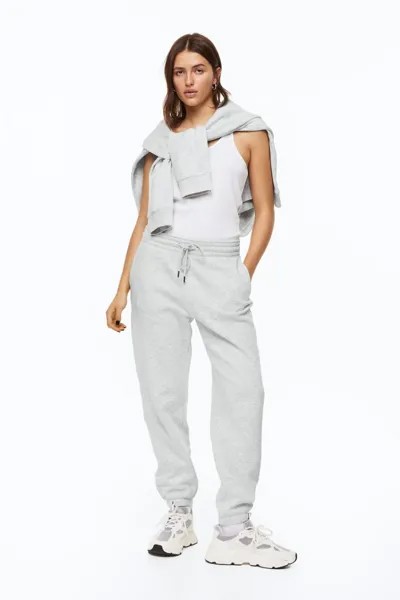 Спортивные штаны из смесового хлопка H&M, светло-серый меланж