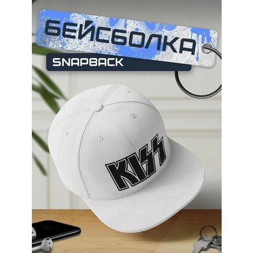 Бейсболка, кепка белая с черным принтом Музыка Kiss - 47