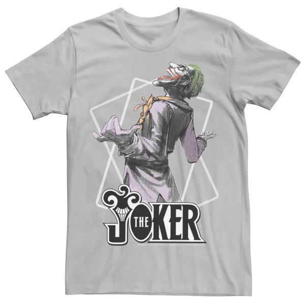 Мужская футболка The Joker Card Outline DC Comics, серебристый