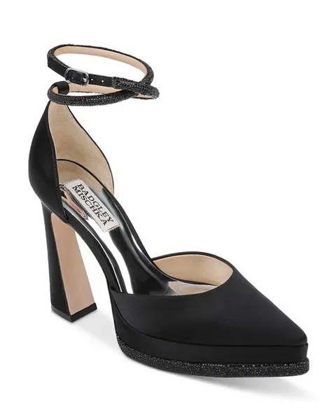 Женские туфли-лодочки на высоком каблуке с острым носком Elaina с ремешком на щиколотке Badgley Mischka, цвет Black