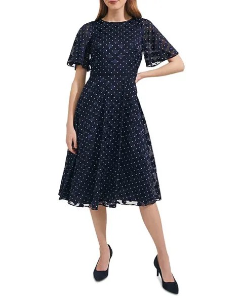 Платье Ceira с развевающимися рукавами HOBBS LONDON, цвет Blue