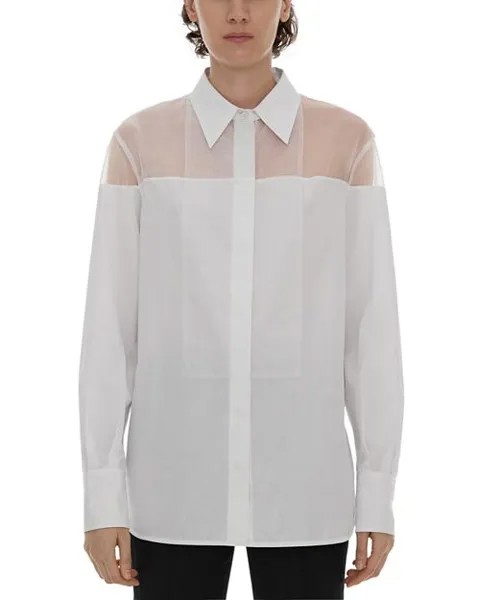 Рубашка под смокинг с прозрачными деталями из поплина Helmut Lang, цвет White