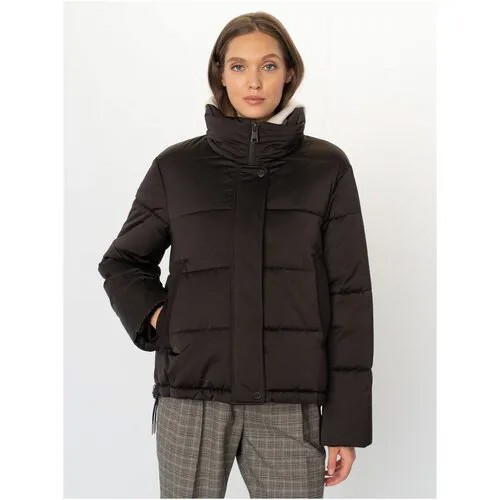 Куртка  Gerry Weber, демисезон/зима, средней длины, силуэт свободный, утепленная, карманы, манжеты, размер 3XL, коричневый