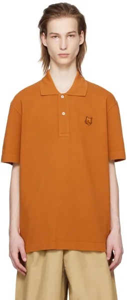 Оранжевая футболка-поло с головой лисы Bold Maison Kitsune