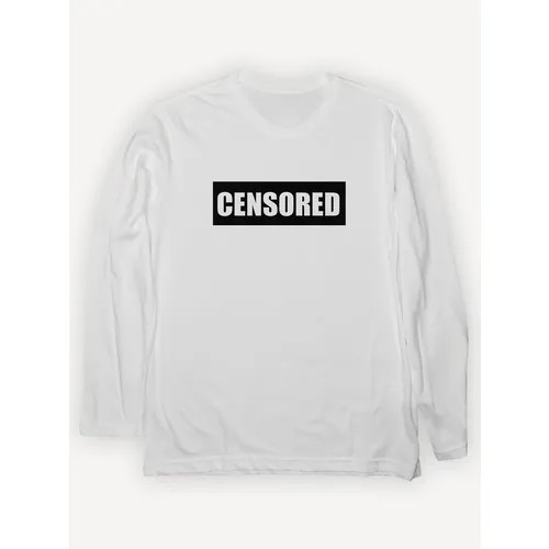 Лонгслив PRINTHAN Лонгслив с принтом CENSORED унисекс, белый, хлопок, размер XL (52), белый