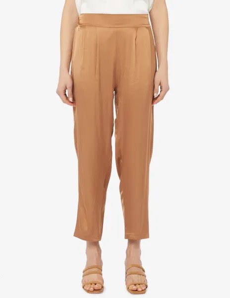 Атласные брюки с эластичной спинкой Manila Grace, коричневый