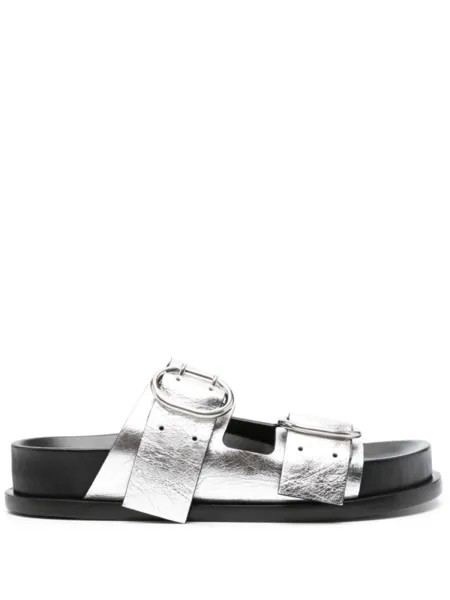 Jil Sander сандалии с пряжками, серебристый
