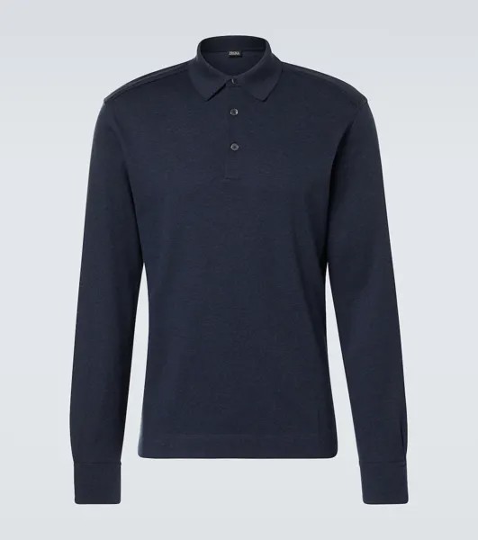Рубашка-поло из хлопка Zegna, цвет navy blue