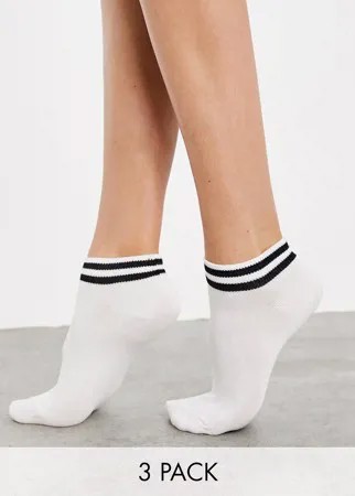 Набор из 3 пар черно-белых носков с полосками до щиколотки French Connection-Белый