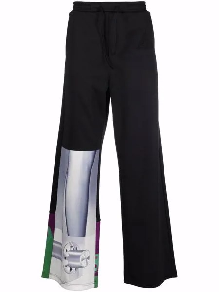 LANVIN спортивные брюки широкого кроя с графичным принтом
