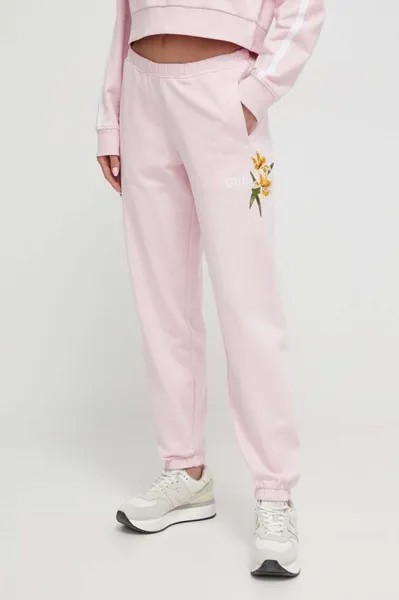 Спортивные брюки из хлопка Guess, розовый