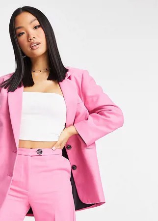 Розовый однобортный пиджак узкого кроя в винтажном стиле ASOS DESIGN Petite-Розовый цвет