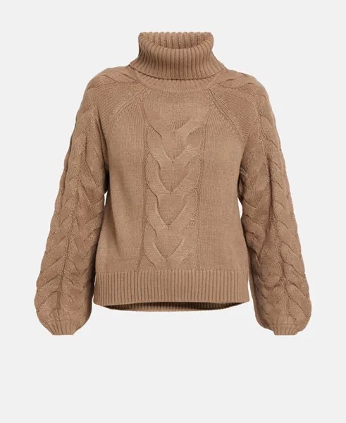 Пуловер с высоким воротником Vila, коричневый