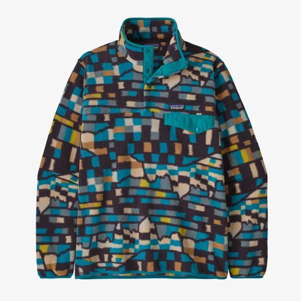Мужской легкий флисовый пуловер Synchilla Snap-T Patagonia, цвет Fitz Roy Patchwork: Belay Blue