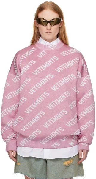 Розовый жаккардовый свитер Vetements