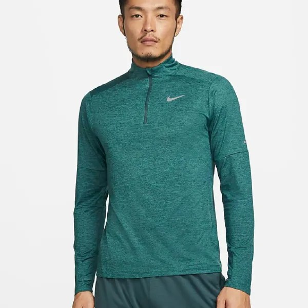 Лонгслив Nike Nk Df Elmnt Top Hz Casual Breathable Sports, темно-зеленый
