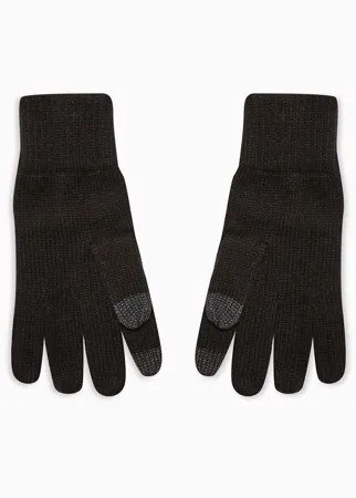 Перчатки черного цвета с белыми вкраплениями для сенсорных экранов Topman-Черный цвет