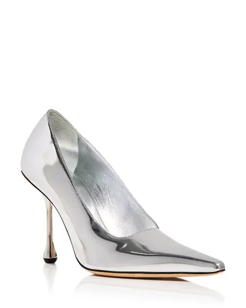 Женские туфли-лодочки Ixia 95 с острым носком металлизированного цвета Jimmy Choo, цвет Silver