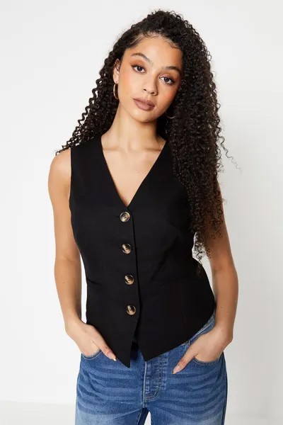 Высокий льняной жилет Dorothy Perkins, черный