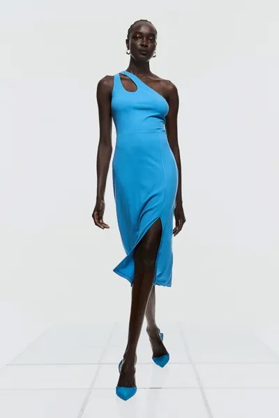 Платье в рубчик на одно плечо H&M, синий