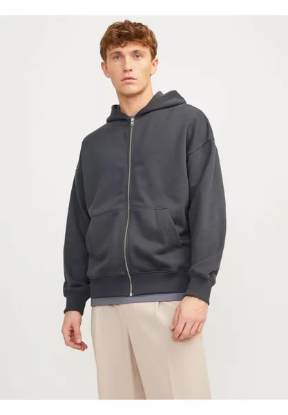 Толстовка JPRBLUHARVEY ZIP HOOD UNISEX Jack & Jones, цвет asphalt