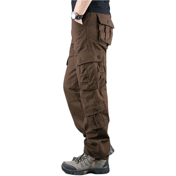 Мужские спортивные брюки большого размера с прямым вырезом и несколькими карманами для отдыха на открытом воздухе