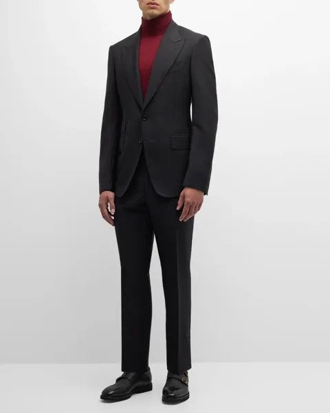 Мужской однотонный костюм из мохера Shelton TOM FORD, цвет Black