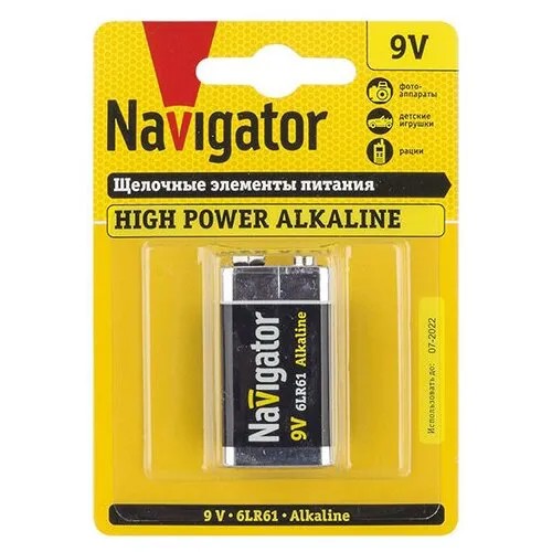 Батарейка Navigator крона 6LR61/6F22 9 В 500 мАч (1 шт.)