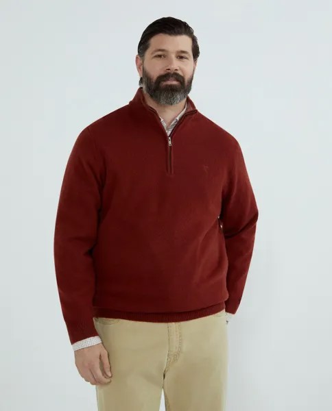 Мужской шерстяной свитер на полумолнии больших размеров с логотипом больших размеров Hackett, красный