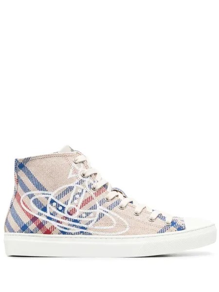 Vivienne Westwood высокие кеды Plimsolls в клетку тартан