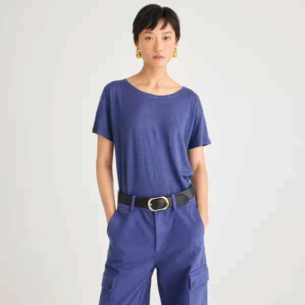 Футболка свободного кроя из льна J.Crew, синий