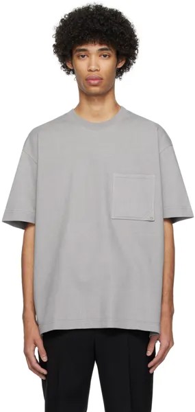 Серая футболка с карманом Solid Homme, цвет Grey