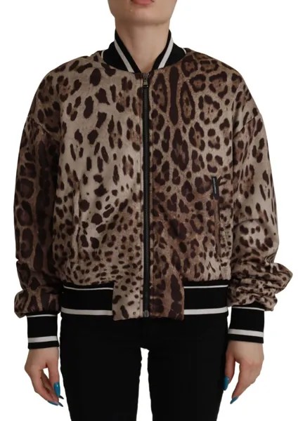 DOLCE - GABBANA Куртка Нейлон Коричневая с леопардовым принтом на молнии IT38/US4/XS 1200usd