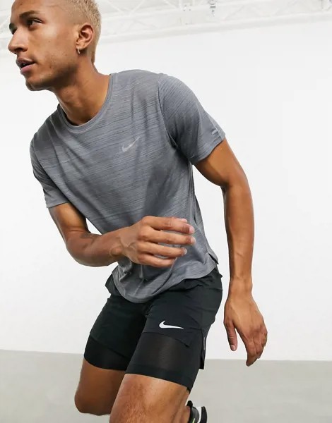 Серая футболка Nike Running Dri-FIT Miler-Серый