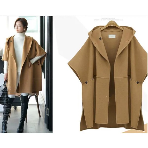 Женская одежда 5XL, Европейский костюм-платье, плащ, шерстяное Свободное пальто, зимняя одежда, шерстяное пальто, Длинная ветровка, куртка