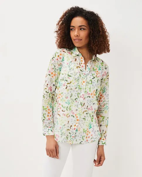 Женская хлопковая блузка с длинными рукавами и цветами Phase Eight, белый