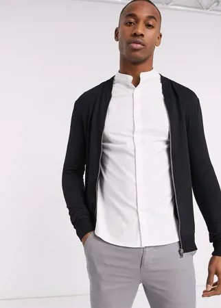 Черный трикотажный бомбер на молнии New Look-Черный цвет