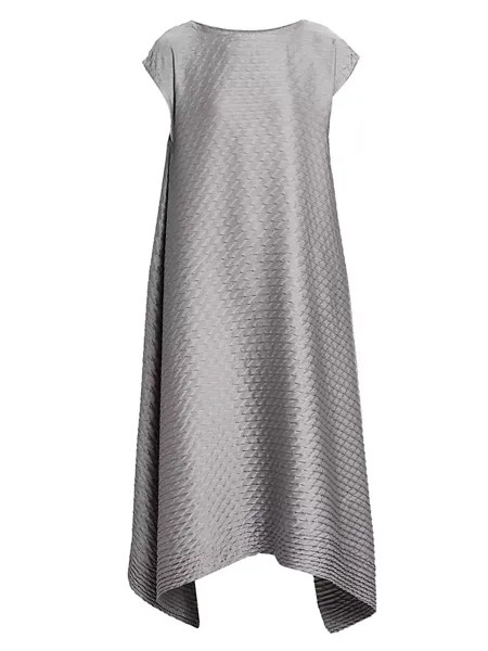 Асимметричное платье миди со складками и блестящими складками Issey Miyake, серый