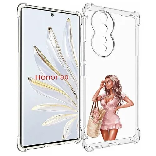 Чехол MyPads Девушка-в-мини-платье женский для Honor 80 задняя-панель-накладка-бампер