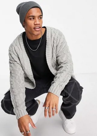 Серый плотный кардиган крупной вязки ASOS DESIGN