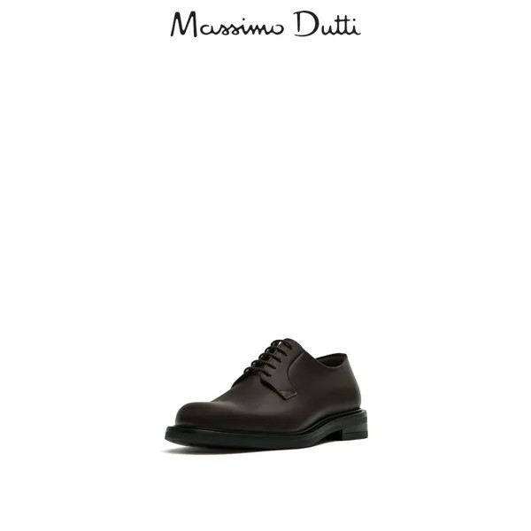 Туфли дерби мужские Massimo Dutti на шнуровке, коричневый