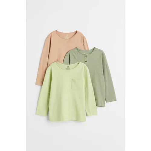 Лонгслив H&M, 3шт., размер 110/116, зеленый, оранжевый