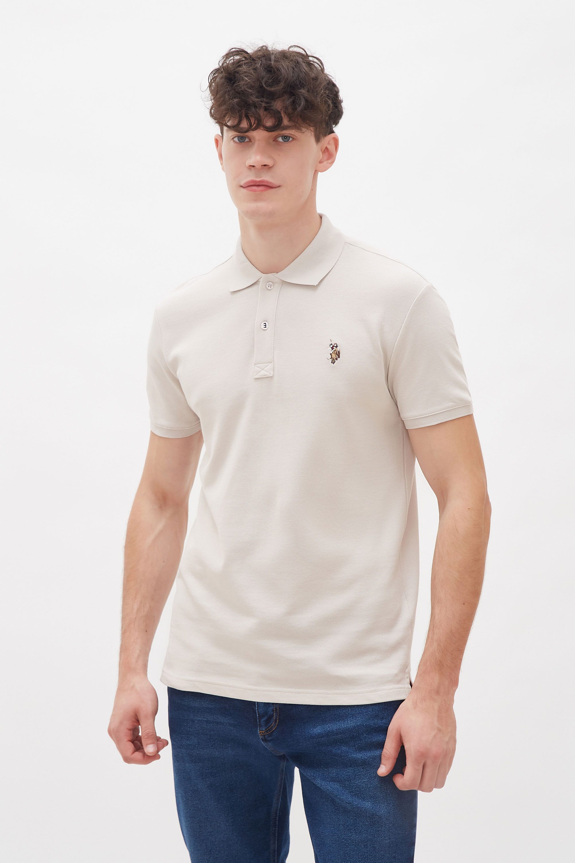Футболка-поло мужская U.S. POLO Assn. G081SZ0110TP04SK20-R бежевая 2XL