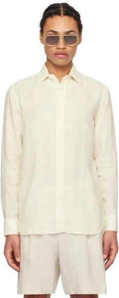 Бело-белая рубашка на пуговицах Lardini